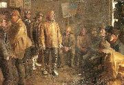 Michael Ancher i kobmandens bod en vinterdag, nar der ikke fiskes France oil painting artist